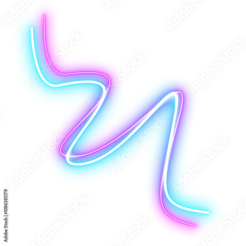 Abstract neon laser line curve zigzag retro style 80s