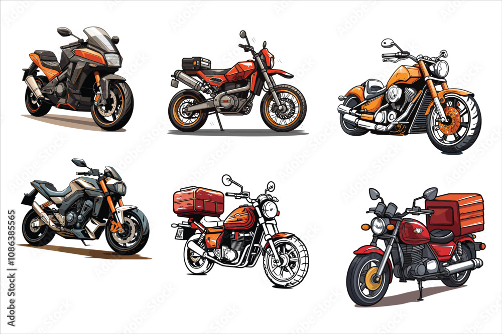 Obraz premium Motorcycle Vector Bundle Set , Motorbike Vector, Motorcycle Vector
