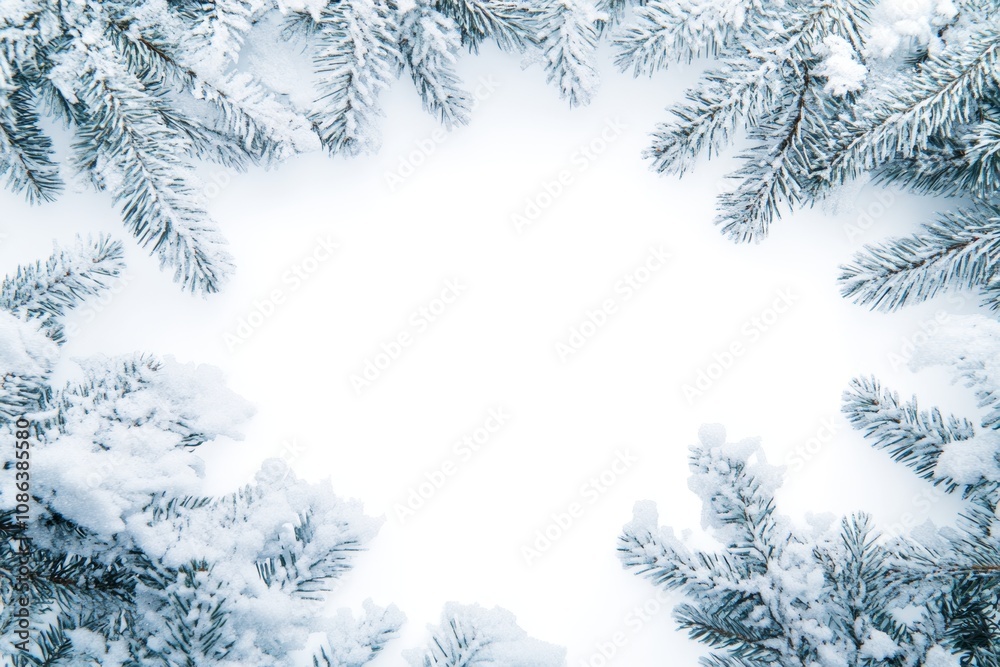 A majestic snow-covered tree stands gracefully against a pristine white backdrop, evoking a tranquil winter wonderland filled with serene beauty. A majestic snow-covered tree stands gracefully against a pristine white backdrop, evoking a tranquil winter wonderland filled with serene beauty.