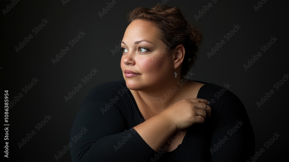 Confident Woman Posing in Studio Lighting Confident Woman Posing in Studio Lighting