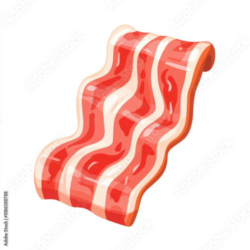 Obraz na płótnie Delicious cartoon style bacon illustration with vibrant colors and smooth lines, flat style w salonie