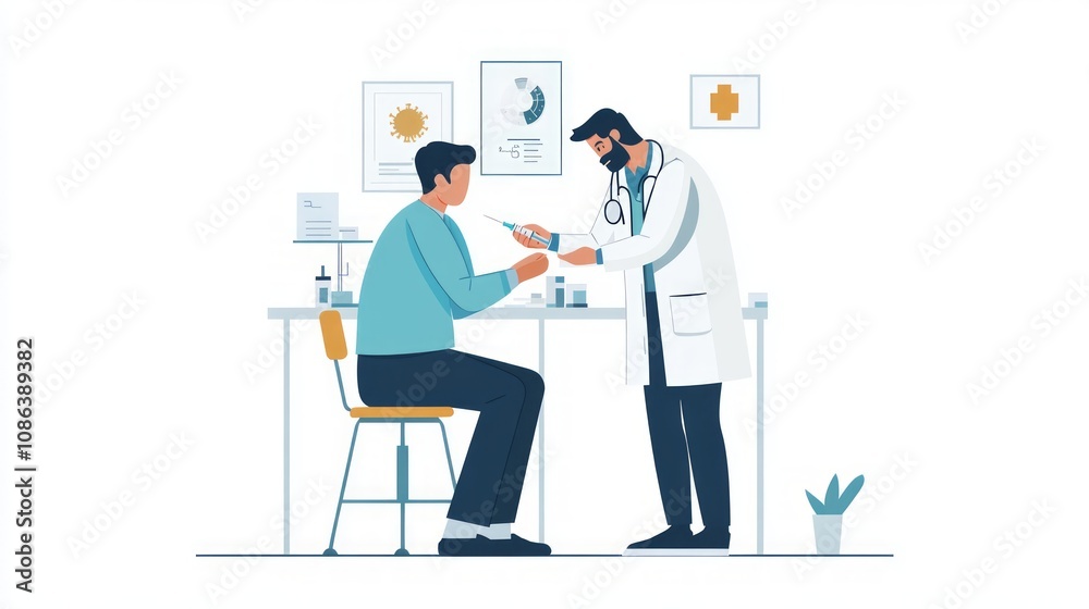 Doctor Giving Injection to Patient in Clinic Doctor Giving Injection to Patient in Clinic