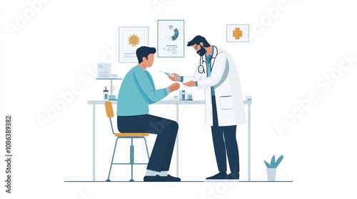 Doctor Giving Injection to Patient in Clinic