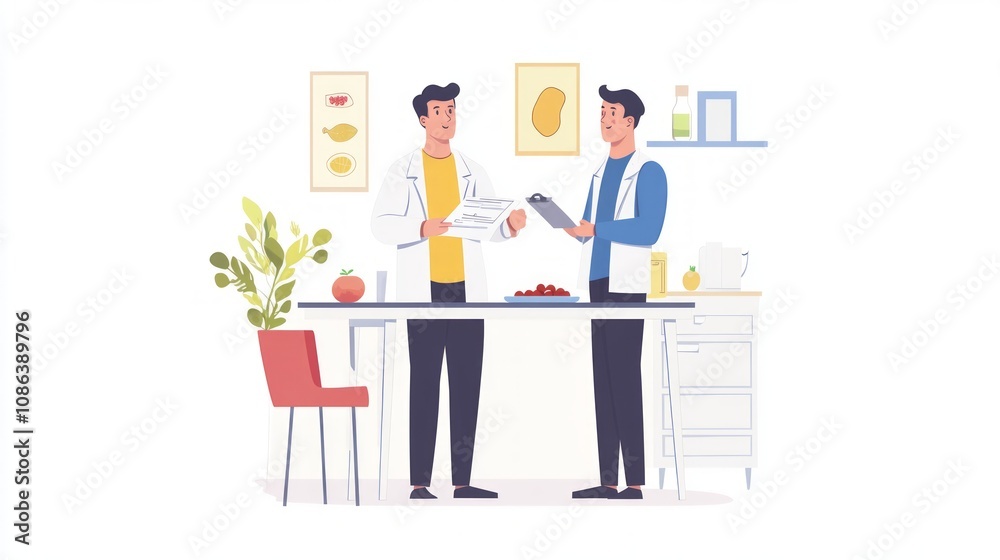 Two Doctors Collaborating in a Modern Office Two Doctors Collaborating in a Modern Office