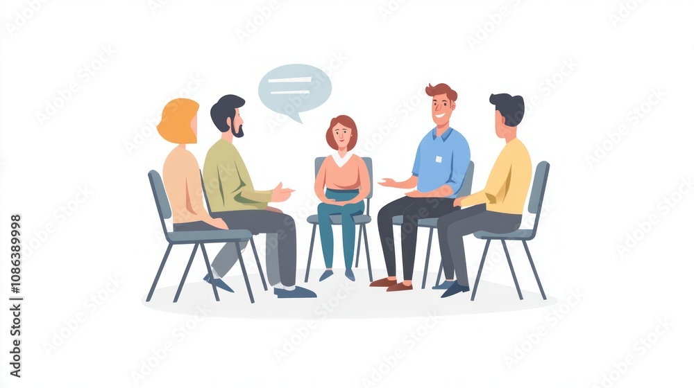 Group Therapy Session Illustration Group Therapy Session Illustration