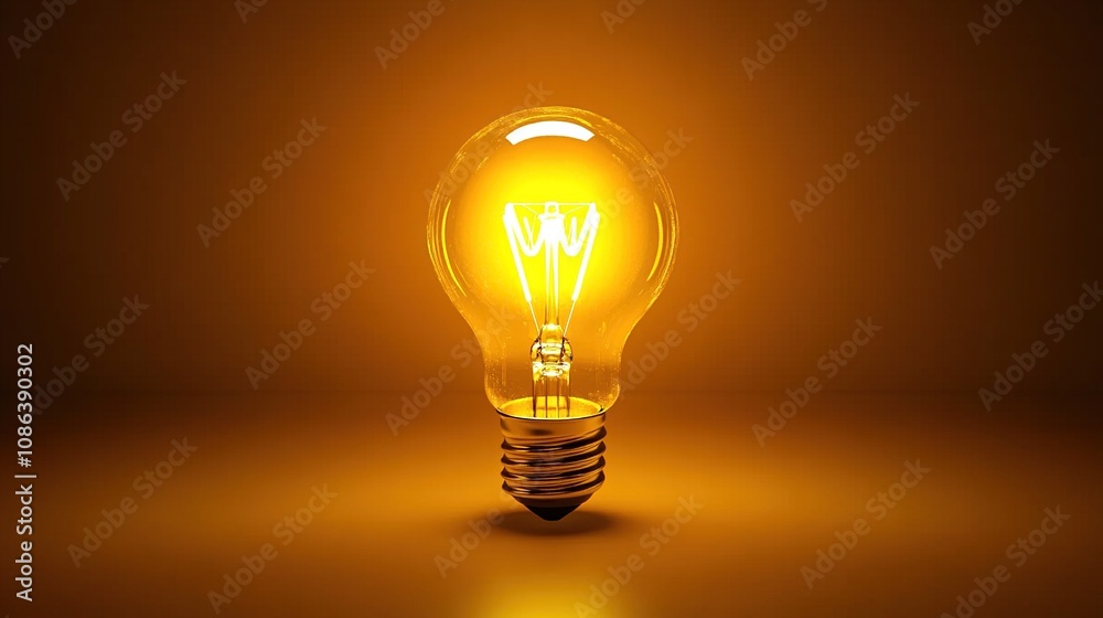 A glowing light bulb emits a warm yellow light, symbolizing ideas and innovation. A glowing light bulb emits a warm yellow light, symbolizing ideas and innovation.