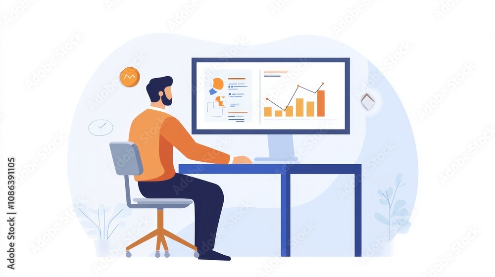 Fototapeta premium Businessman Analyzing Data on Computer