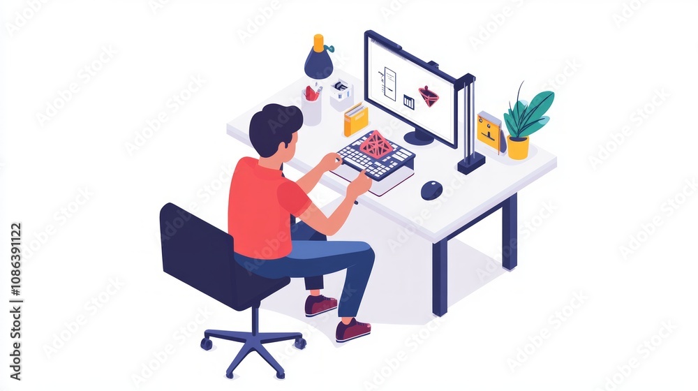 3D Design Workstation Illustration 3D Design Workstation Illustration