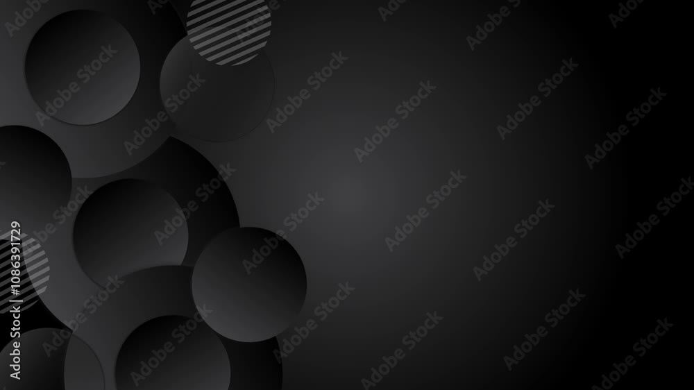 abstract geometric dark gradient design background with circle shapes and space for text seamless 4k video background motion pop art design