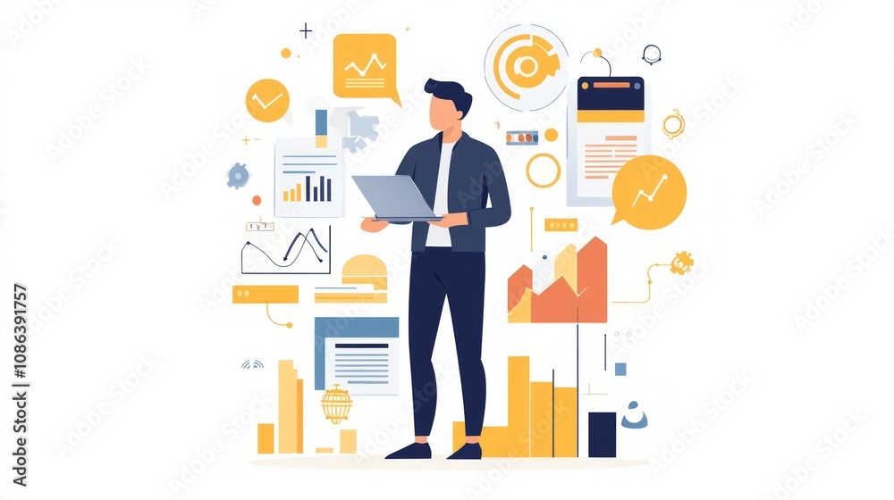 Data-Driven Business Strategy Illustration Data-Driven Business Strategy Illustration