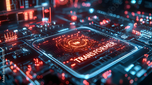Futuristic Abstract Background of Transformer Circuit in Modern Computer Architecture and Machine Learning Technology
