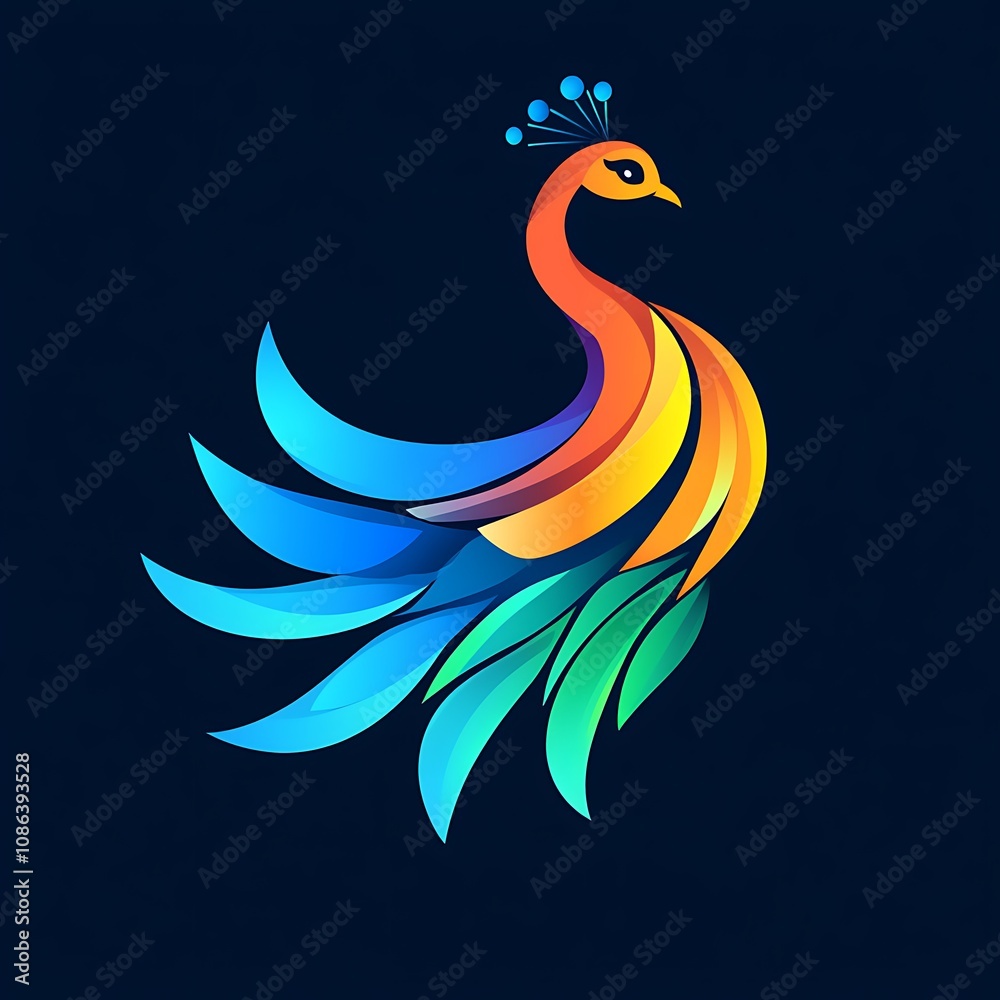 Fototapeta premium Peacock vector logo template showcasing colorful artistry and graceful style picture