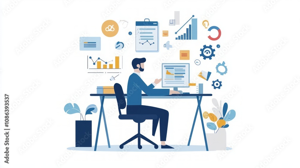 Modern Business Workspace Illustration Modern Business Workspace Illustration