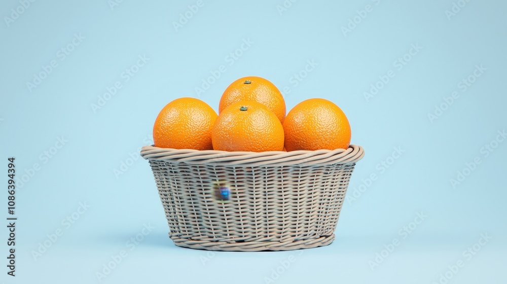 Fresh Oranges in Wicker Basket Still Life 3D Render Food Photography Fresh Oranges in Wicker Basket Still Life 3D Render Food Photography