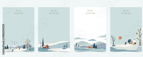 winter landscape background with mountain,tree for a4 vertical design