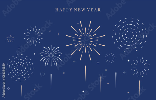 firework banner in night.Editable vector illustration for horizontal design