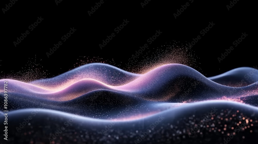 Mesmerizing abstract waves, a dazzling display of glowing particles, dynamic sparks, and ethereal energy Mesmerizing abstract waves, a dazzling display of glowing particles, dynamic sparks, and ethereal energy