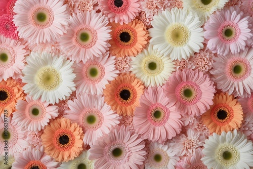 Close-up of various colors of Gerber daisy flowers.