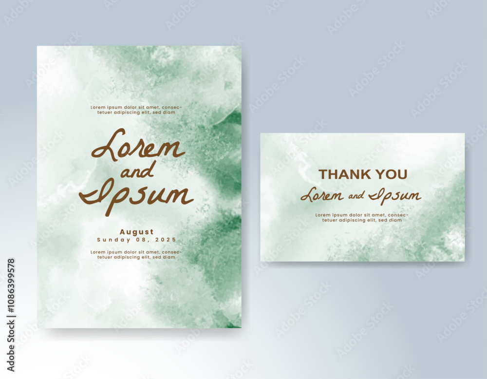 Wedding card invitation template with hand painted watercolor splash Wedding card invitation template with hand painted watercolor splash