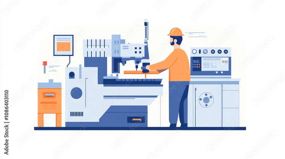 Factory worker operating industrial machinery