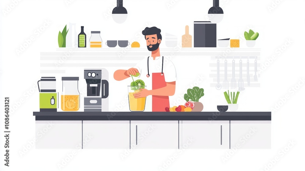 Making a Healthy Smoothie in the Kitchen Making a Healthy Smoothie in the Kitchen