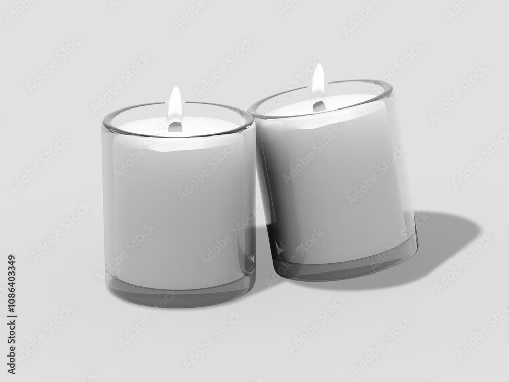 Minimalistic Blank White Candle Glass Mockup 3D Render Minimalistic Blank White Candle Glass Mockup 3D Render