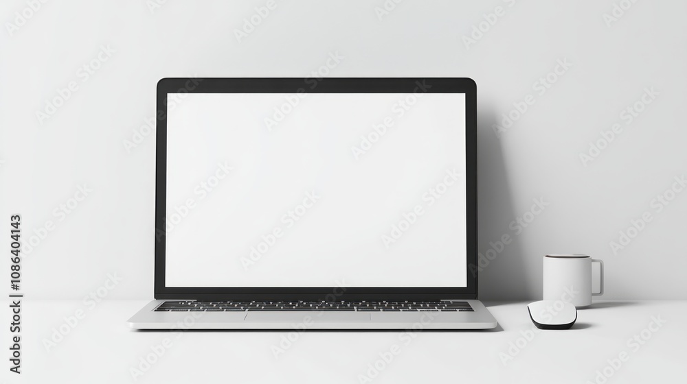Modern Laptop Workspace with Blank Screen Modern Laptop Workspace with Blank Screen