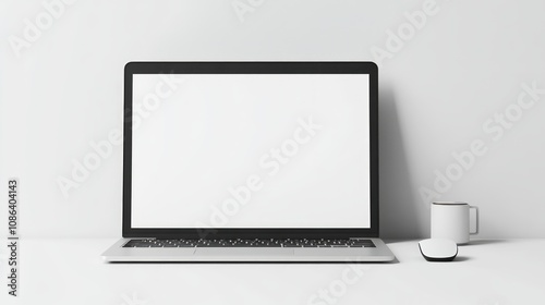 Modern Laptop Workspace with Blank Screen