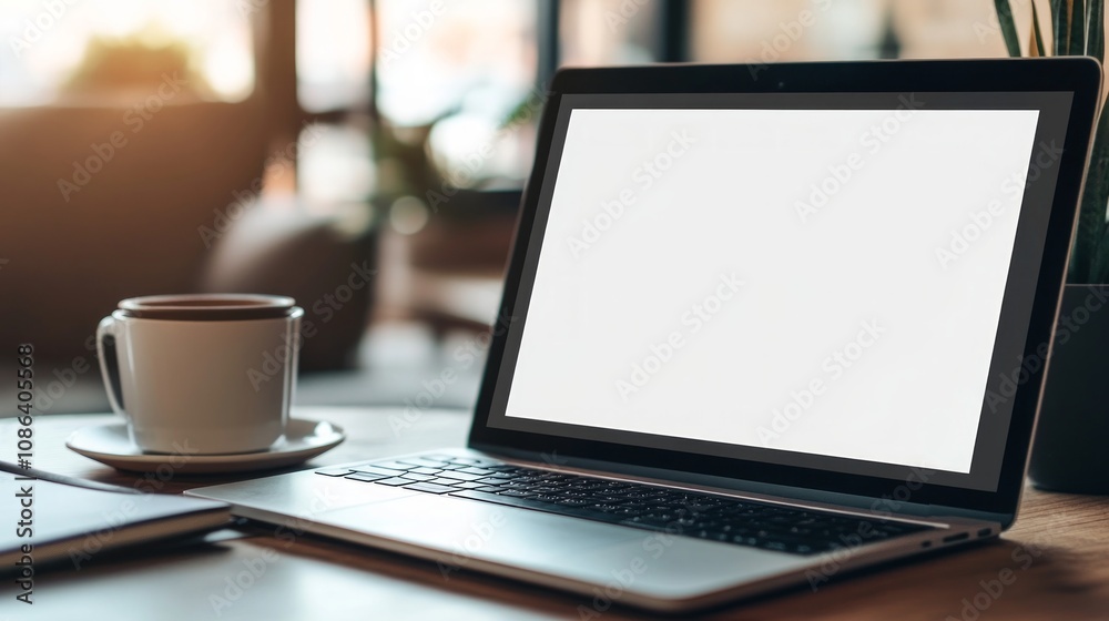Modern Laptop Workspace with Coffee Modern Laptop Workspace with Coffee
