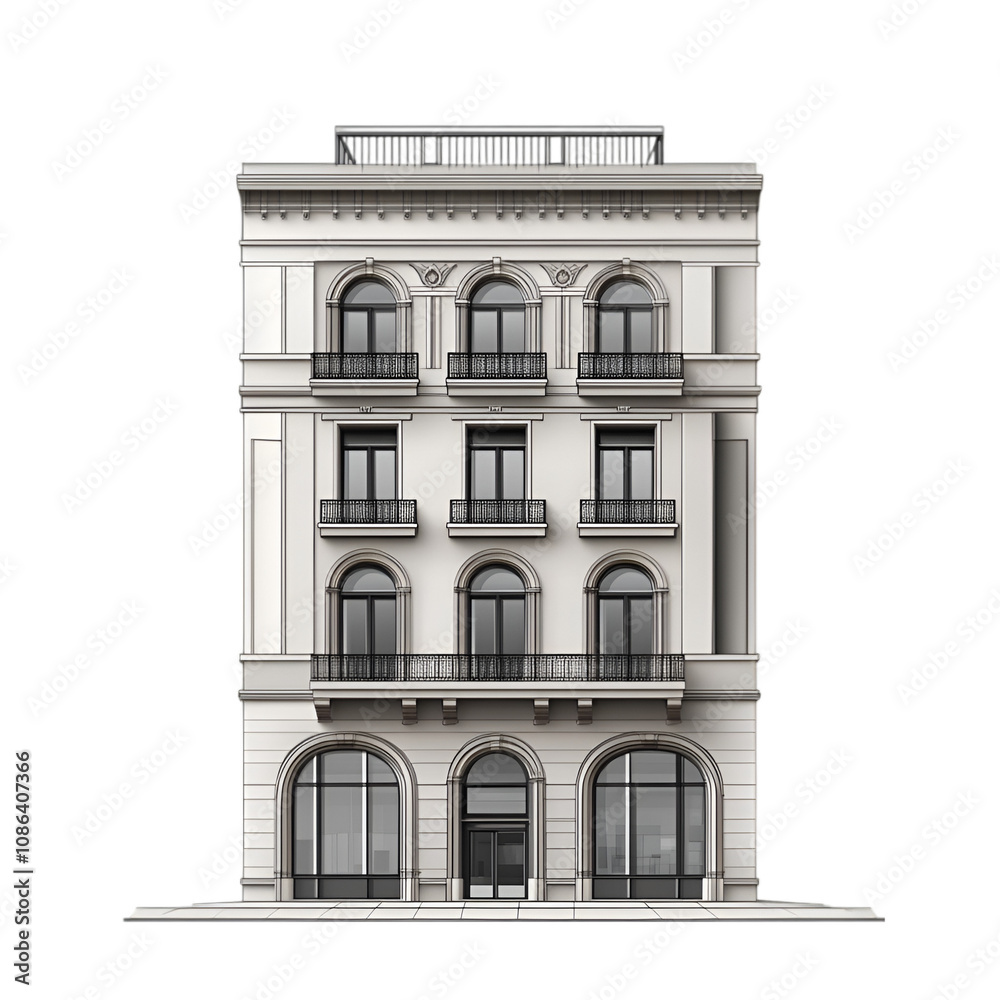 custom made wallpaper toronto digitalmodern building 3d rendered isolated on white and transparent background. PNG cutout.