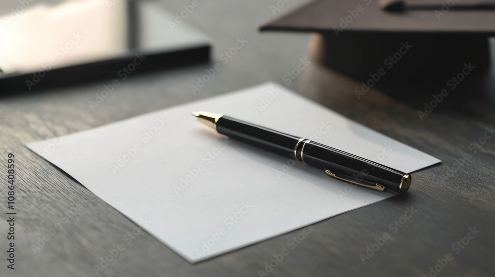 Elegant Black Pen on White Paper - Ready to Write