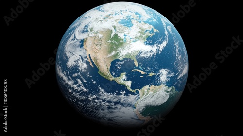 Stunning 3D Earth Planet Globe Space Ocean Clouds America World Nature Environment Texture