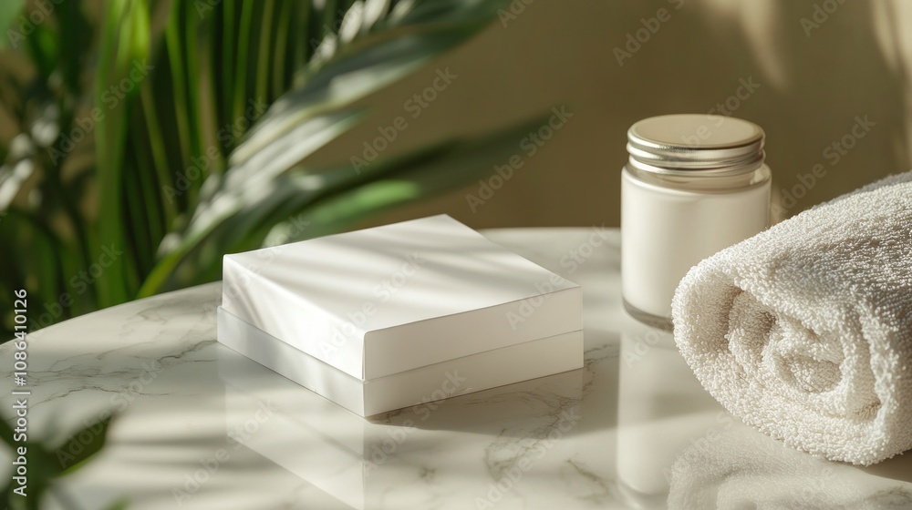 Elegant Spa Products Display on Marble Elegant Spa Products Display on Marble