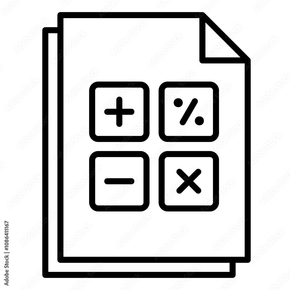 Math lesson icon with papers and calculations Math lesson icon with papers and calculations