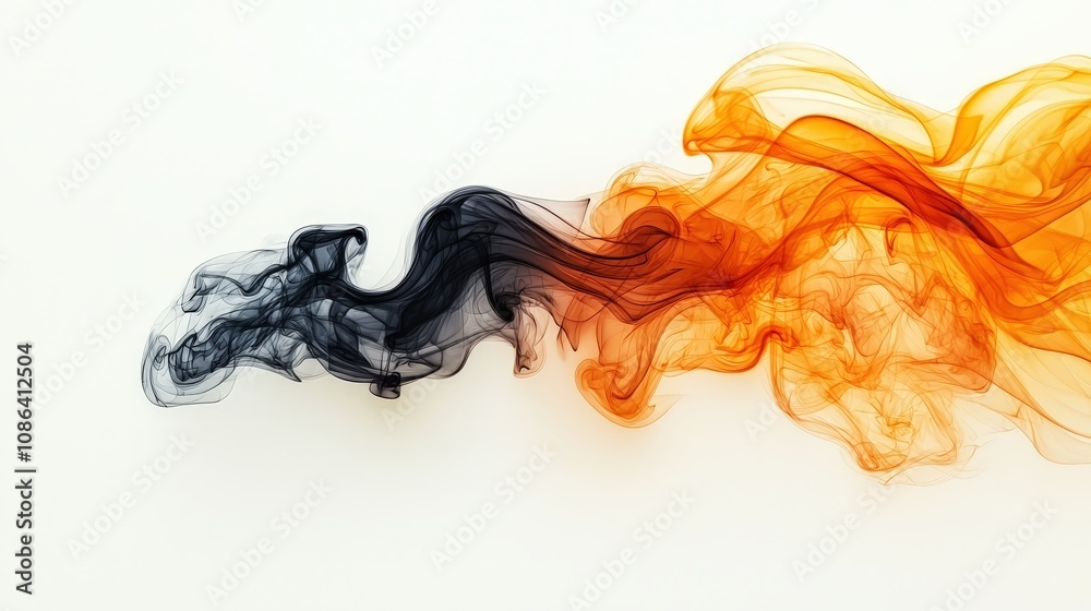 Abstract Orange and Black Smoke Waves Artistic Illustration 3D Render Background Abstract Orange and Black Smoke Waves Artistic Illustration 3D Render Background