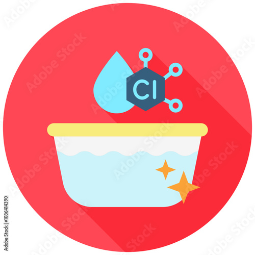 Chlorine rounded color icon, use for UI, UX, app and web development, digital or print. for industry, education, business, ecology and environment, water treatment theme.