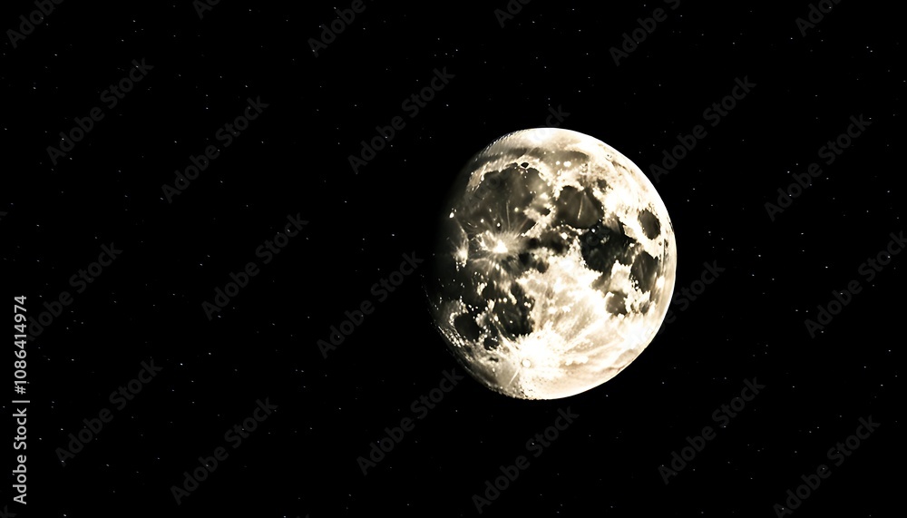 Fototapeta premium Night sky full moon scenario and astronomical exploration