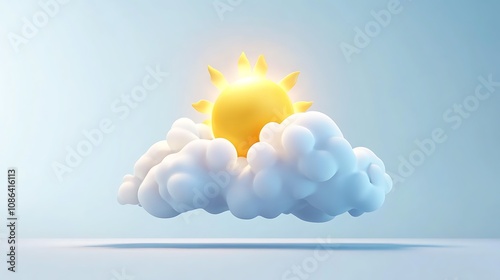 3D Sun and Cloud Illustration