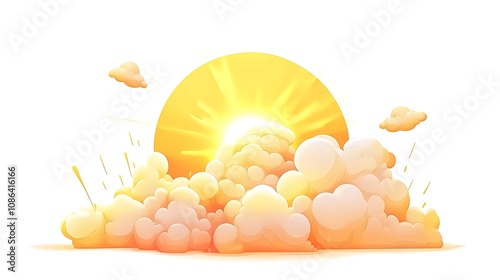 3D Sun and Cloud Illustration