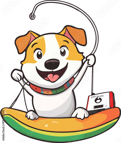 Playful Dog on a Banana Swing