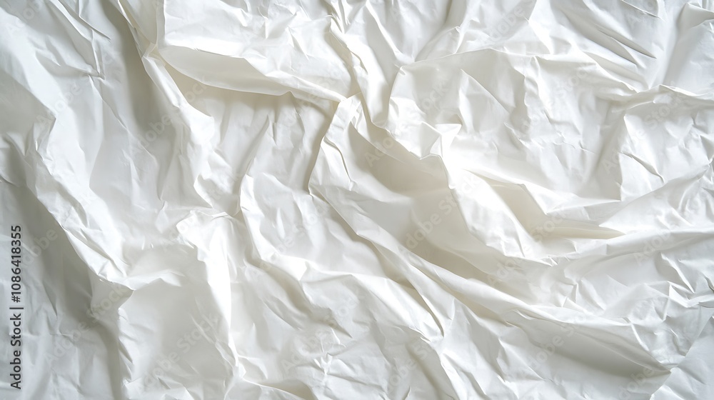 Abstract White Crumpled Paper Texture