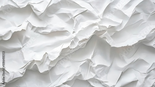 Abstract White Crumpled Paper Texture