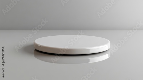 Minimalistic white pedestal for product display.