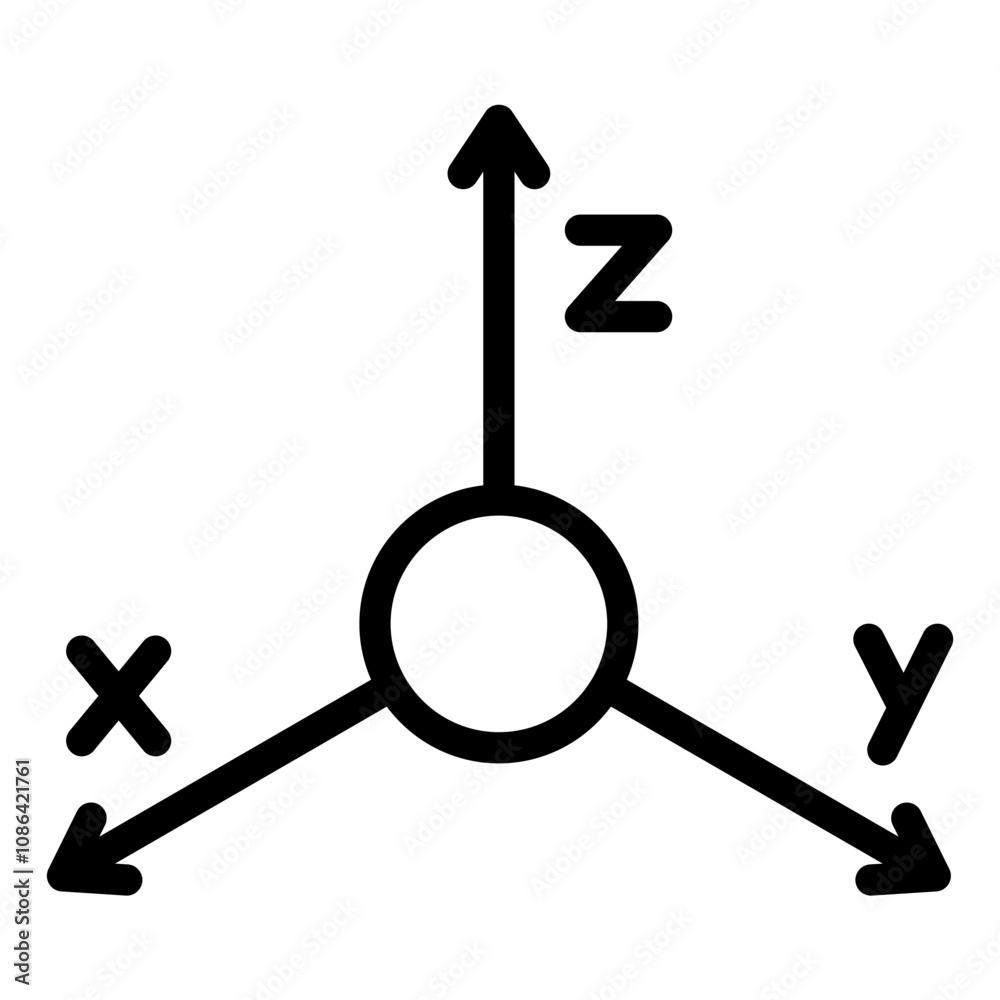 3D cordinate Axis outline icon 3D cordinate Axis outline icon