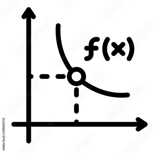 Function approaching asymptote for Limit outline icon