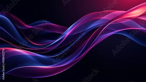 Abstract iridescent shape, dark background design, 3d render
