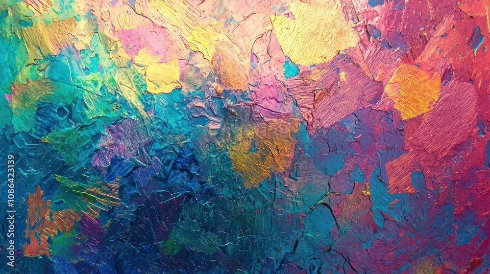 Obraz premium Holographic rainbow foil iridescent texture abstract hologram background