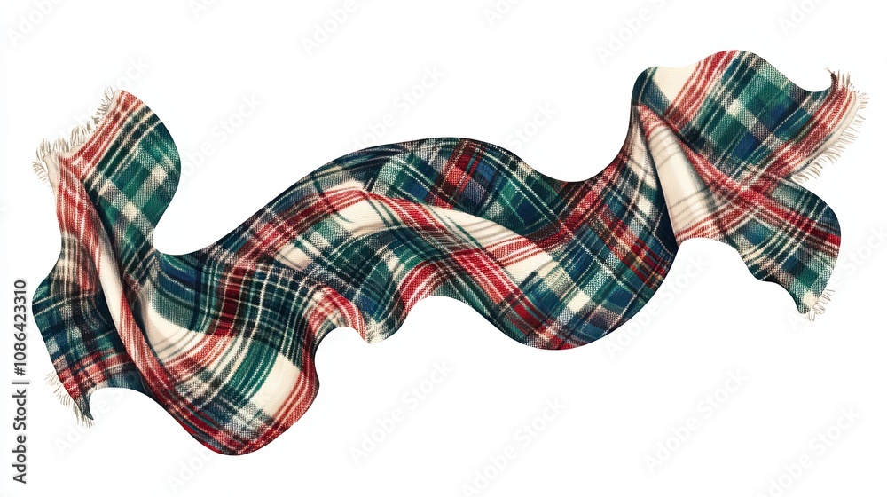 Obraz premium Red, Green, and Blue Plaid Blanket in a Wave Shape