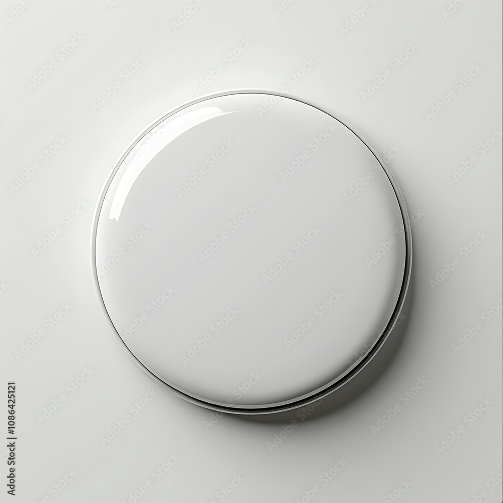 Glossy white circular pin badge isolated on white background. Glossy white circular pin badge isolated on white background.