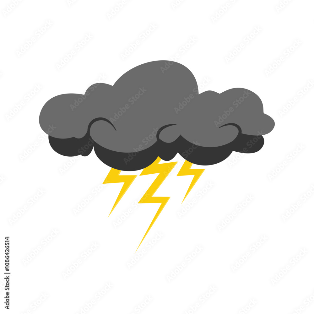 Cloud rain thunderstorm bad weather icon isolated on white background. Illustration Cloud rain thunderstorm bad weather icon isolated on white background. Illustration